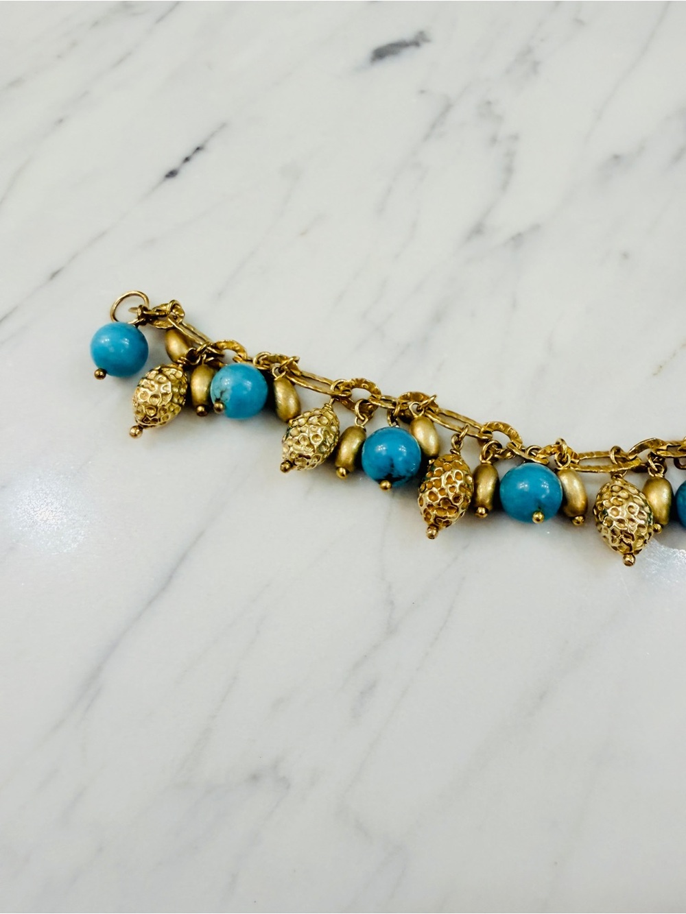Etrusca Sterling Silver & 18K Gold Overlay Turquoise Charm Bracelet – Italy - Picture 5 of 15